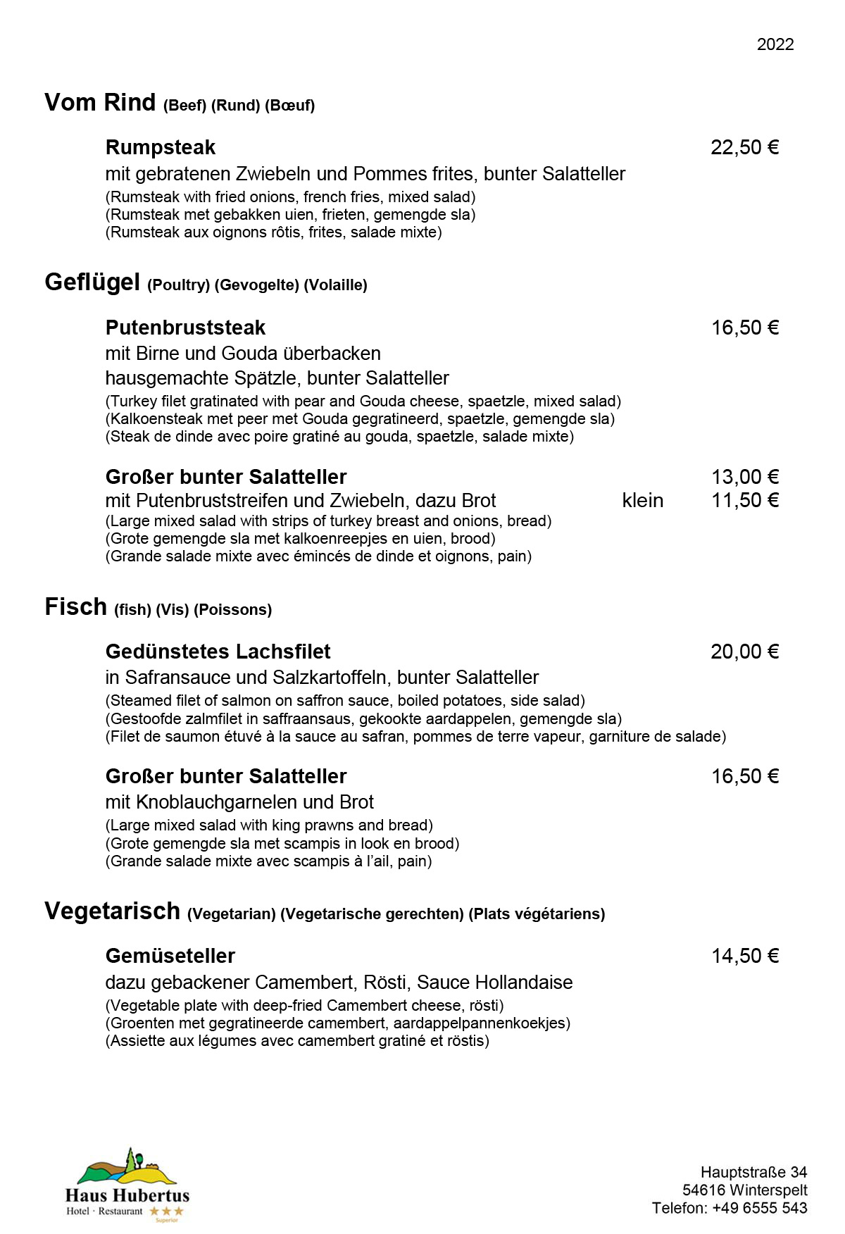Hotel - Restaurant Haus Hubertus - Speisekarte 2022 - Die Klassiker - Seite 2