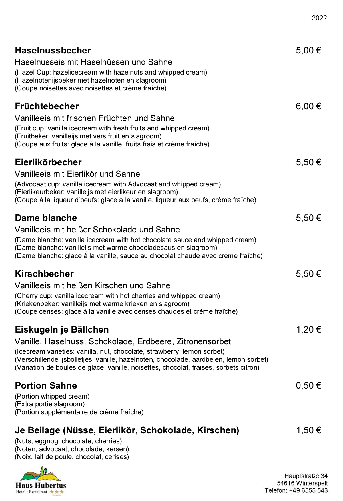 Hotel - Restaurant Haus Hubertus - menu 07/2022 - our classics - page 4