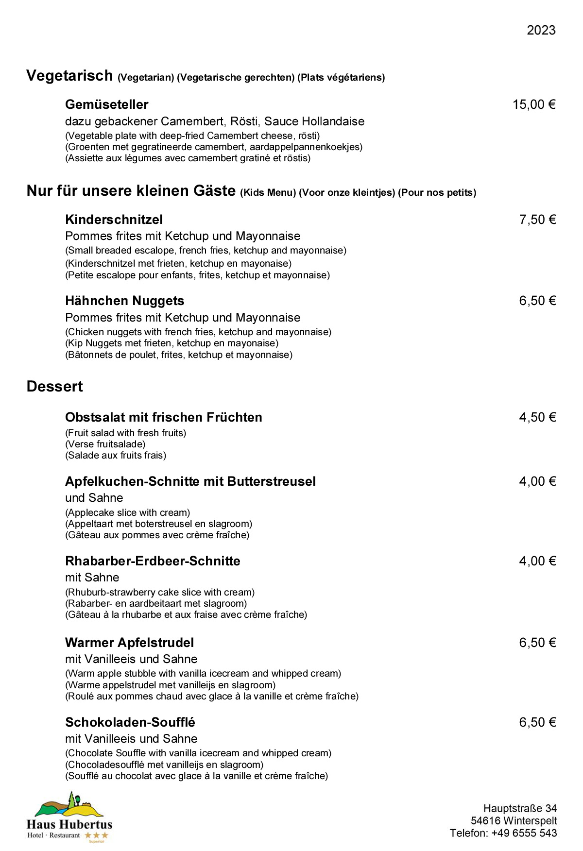 Hotel - Restaurant Haus Hubertus - Speisekarte 02/2023 - Die Klassiker - Seite 3