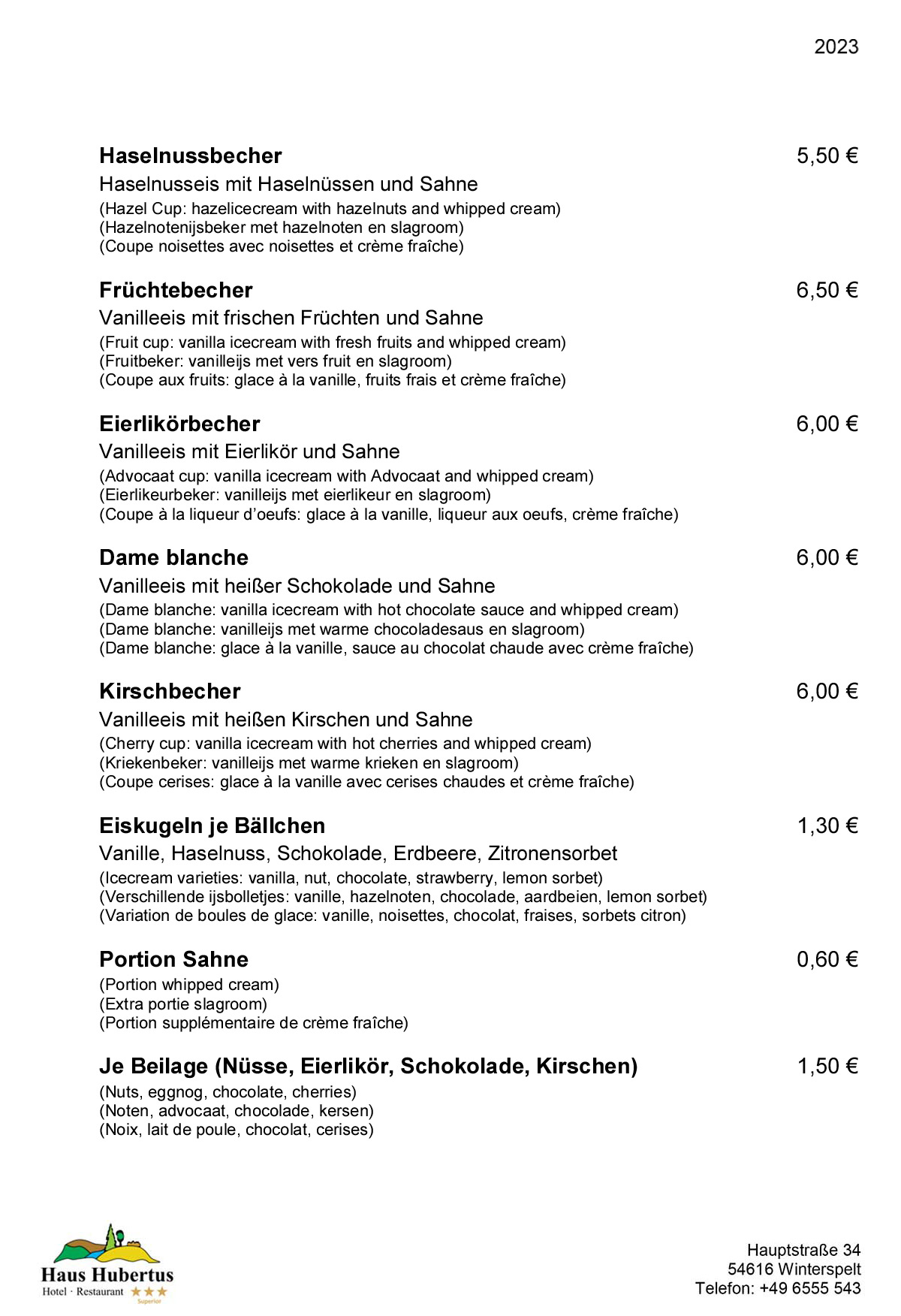 Hotel - Restaurant Haus Hubertus - Speisekarte 02/2023 - Die Klassiker - Seite 4