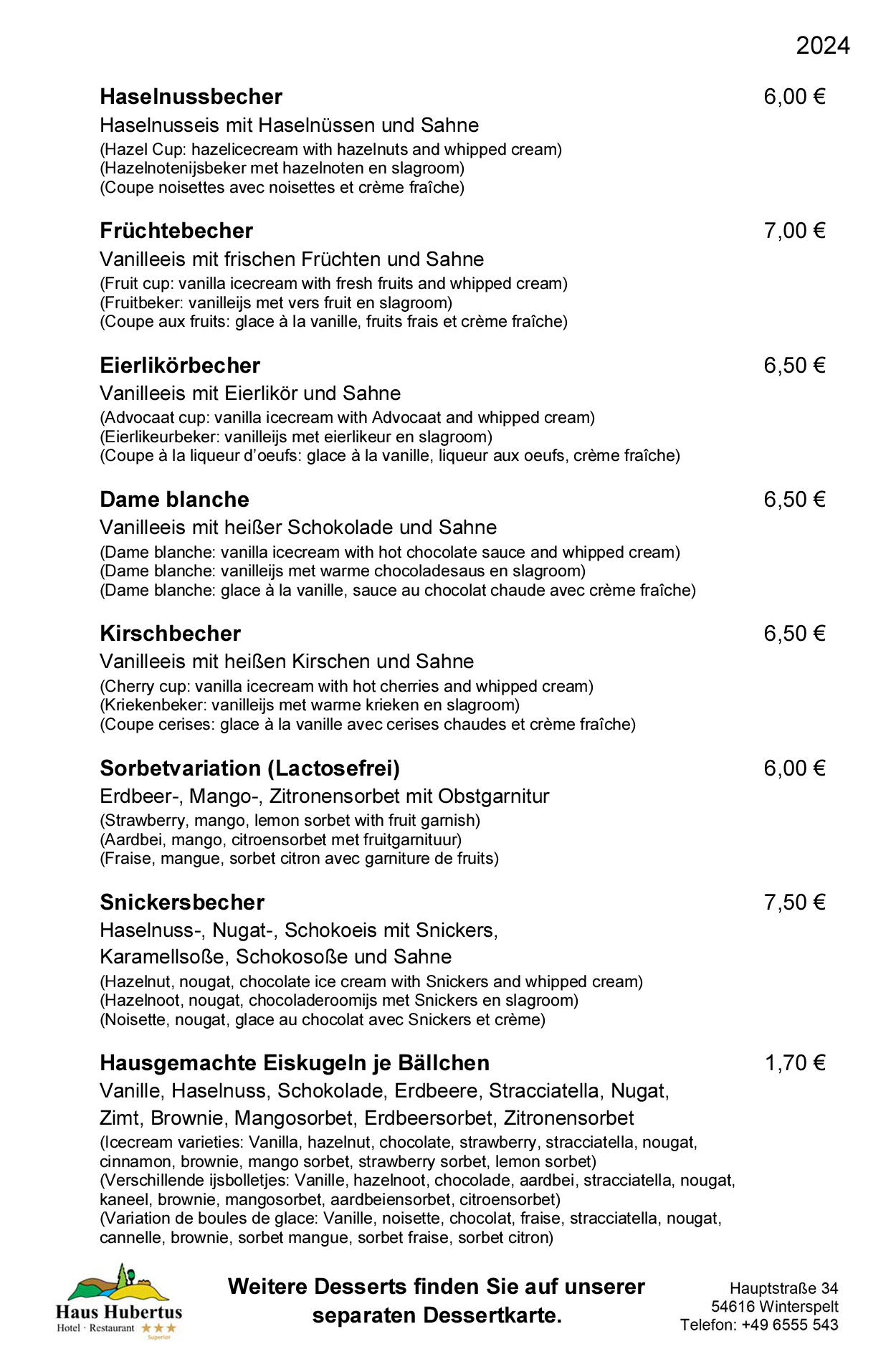 Hotel - Restaurant Haus Hubertus - Speisekarte 01/2024 - Die Klassiker - Seite 4